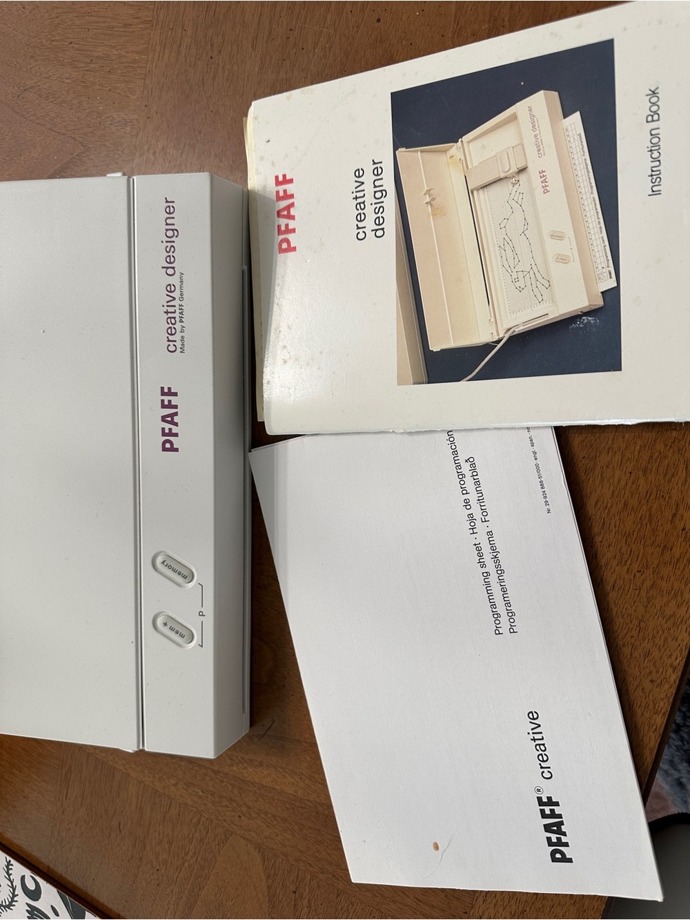 PFAFF Creative Designer Accessory with manual and Programming Sheets